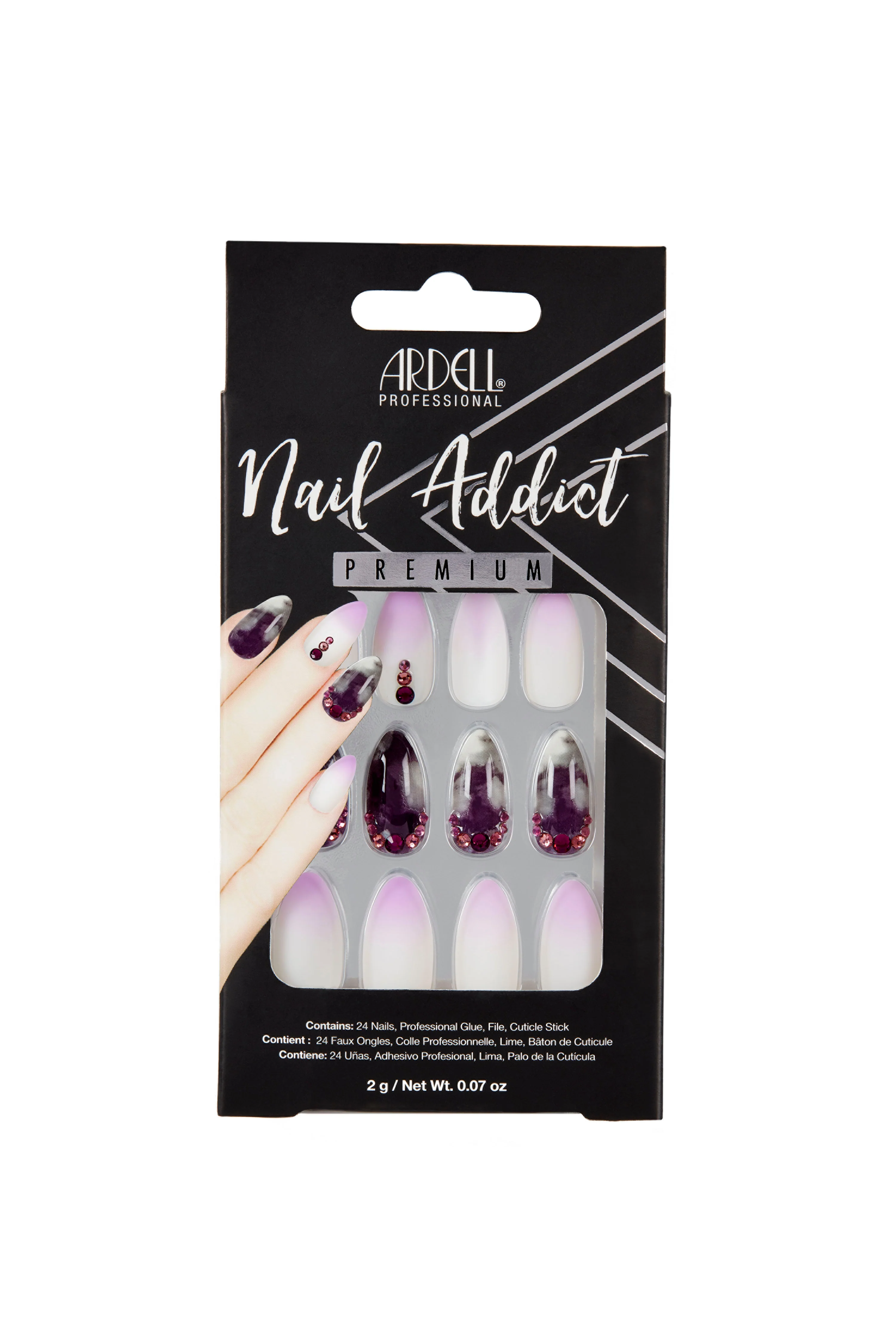Ardell, Nail Addict Premium Artificial Nail Set, Marble Purple Ombré