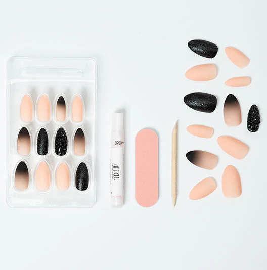 Nail Addict Premium Artificial Nail Set - Black Stud & Pink Ombré - Image 4