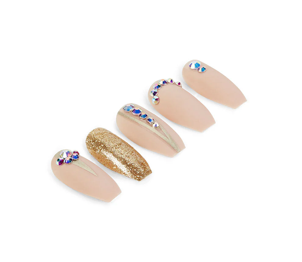Nail Addict Premium Artificial Nail Set, Nude Jeweled - Image 2