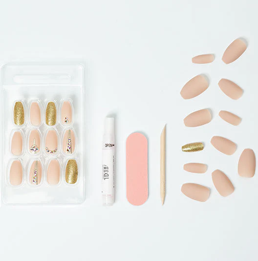 Nail Addict Premium Artificial Nail Set, Nude Jeweled - Image 4