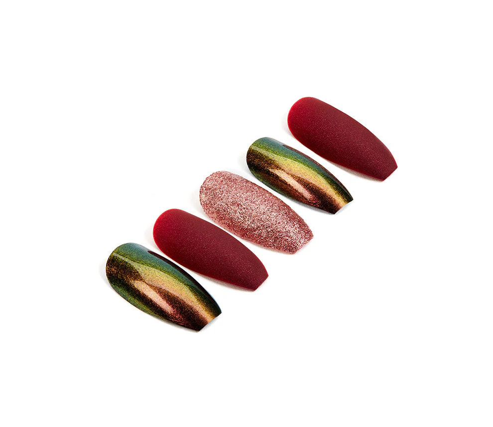 Nail Addict Premium Artificial Nail Set, Red Cateye - Image 2
