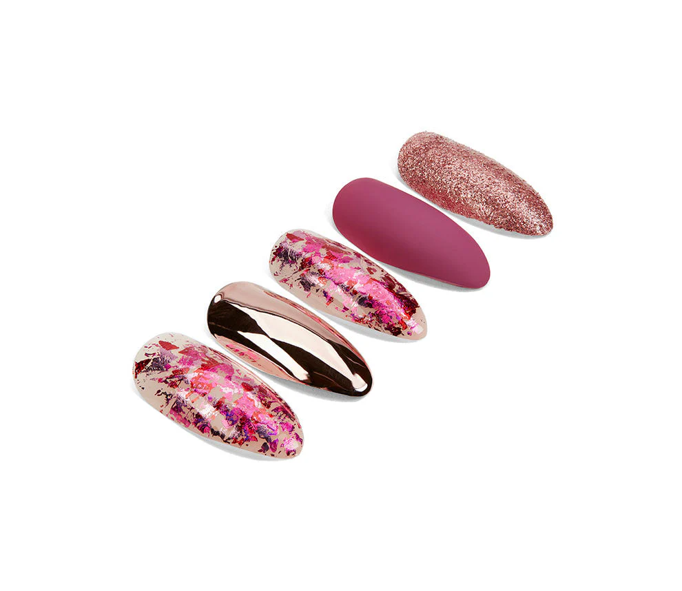 Nail Addict Premium Artificial Nail Set, Chrome Pink Foil - Image 3