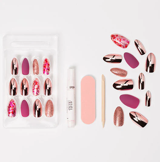 Nail Addict Premium Artificial Nail Set, Chrome Pink Foil - Image 4